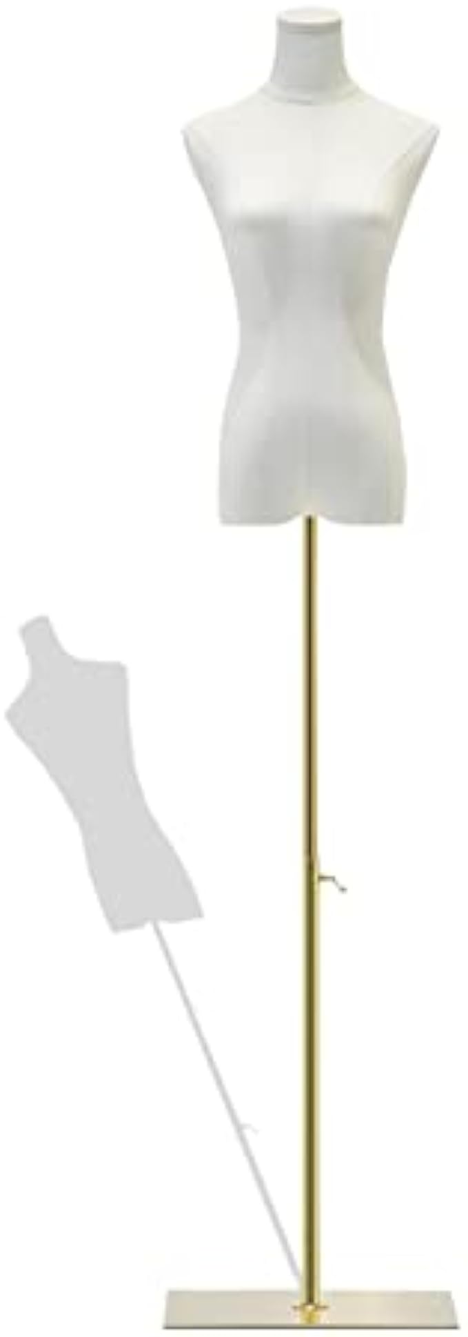 Female Mannequin Torso with Adjustable Stand and Rectangular Metal Base, Sewing Dress Forms Display and Design Clothing Jewelry, Portable Dressmaker Model for Counter Window Retail Boutiques