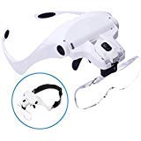 Magnifying Glasses - ANDSTON Head Mount Magnifier with Light, 2 LED Professional Jewelry Magnifying Glass Light Bracket and Headband are Interchangeable