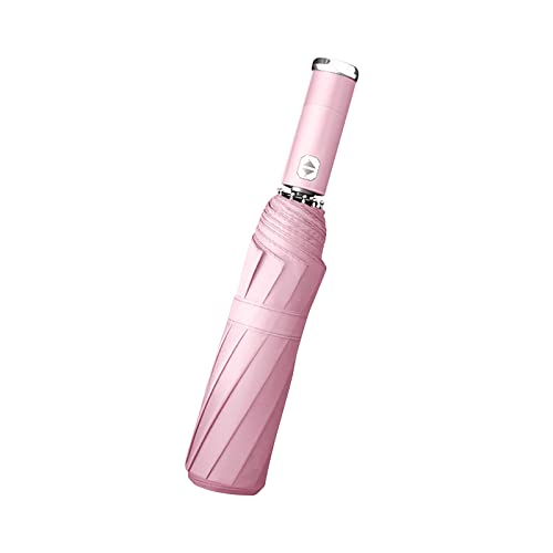 Parapluie à LED compact et léger - Protection solaire contre la pluie et la pluie, rose Cover