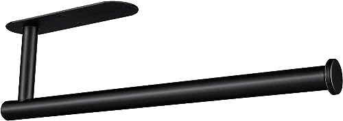 Paper Towel Holder Under Cabinet, Paper Towel Holder Wall Mount for Kitchen and Cabinet, Both Available in Adhesive and Screws,Stainless Steel (Black)
