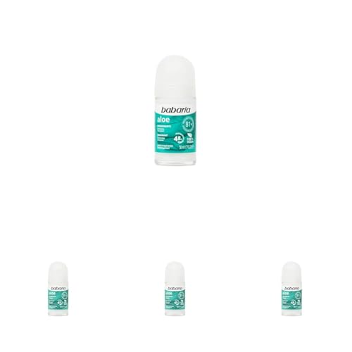 Babaria - Desodorante Rollon Aloe - Desodorante hidratante - 0% alcohol - Antitranspirante - 50ml (Paquete de 4)