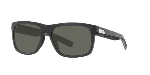 Costa Del Mar Baffin Polarized Rectangular Sunglasses, Net Grey/Blue Rubber/Grey Polarized-580G, 58 mm