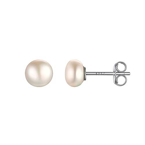 Orecchini Donna con Perle Bianche d'Acqua Dolce, 6mm Oorecchini a Bottone Donna Perle Vere Stud Earring con Confezione Regalo-PROSILVER Orecchini Donna con Perle Bianche d'Acqua Dolce, 6mm Oorecchini a Bottone Donna Perle Vere Stud Earring con Confezione Regalo-PROSILVER