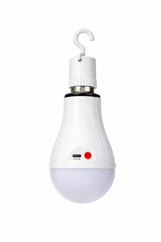 Rechargeable Emergency Light Bulb E27 Battery Backup LED Bulb with USB Charging Hanging Hook & Touch-On Control 4 Lighting Modes Portable Camping & Blackout Emergency Light (1-PACK)