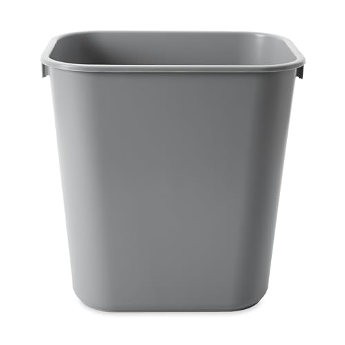 Image of Rubbermaid Commercial Products Deskside Wastebasket /Trash Can, 3.25-Gallon /13-Quart, Gray, Plastic, for Bedroom /Bathroom /Office, Fits Under Desk /Sink /Cabinet