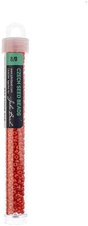 John Bead Czech Glass Seed Beads 8/0, Terra Intensive Orange, Vial 22g Vial of DIY Jewelry Making Beads Preciosa (Jablonex)
