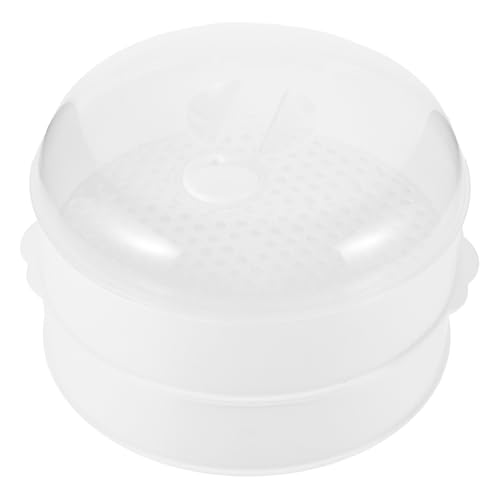 MOLUCKFU Vaporera para Microondas Doble de PP Seguro con Orificios de Ventilación Contenedor Práctico para Cocción al Vapor de Pescado y Dumplings Hogar