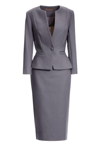 Suits for Women Business 2 Pieces Long Sleeve Office Formal One Button Lady Blazer Skirt Suit Set Outfits3