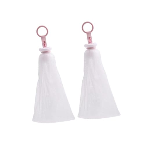 Filets moussants visage en plastique blanc, mousse de savonnette et soin exfoliant