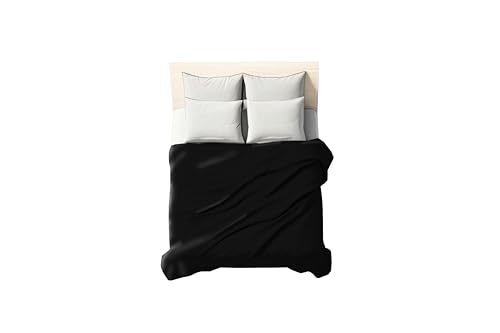Zer0bed, Sábana Encimera De Matrimonio De Color Liso, 260 X 290 Cm, 100 Algodón, Negro, Sábana Plana, 1 Pieza Solo Sábana Encimera