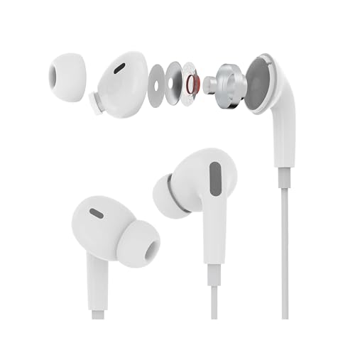 Image of Shot C Pro Type C Earphones for iPhone 15 /16 Series, Wired Earbuds with Mic, Hi-Fi Stereo Sound, Deep Bass, in-Line Controls, Type C Connector, Noise Isolation, Tangle Free Cable - White
