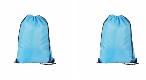 ONE SHOP Sacca Zainetto Sportiva Gym Sack Sport Ginnastica Nuoto Borsa Coulisse Palestra Impermeabile Viaggio Scarpe Scuola Asilo Bambini Adulti Unisex (2 Pezzi) (Azzurro)