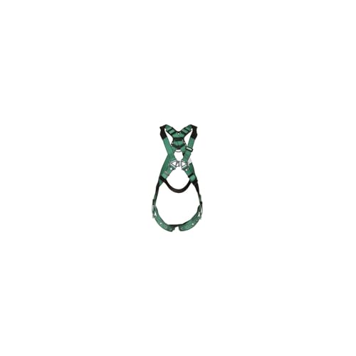 Image of MSA 10196642 V-Form Full Body Safety Harness - Size: Standard (Medium), D-Ring Configuration: Back, Tongue Buckle Leg Straps, Color: Green, Full Body Harness, Durable