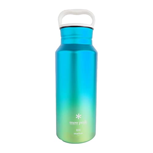 Snow Peak Recycled Titanium Aurora Bottle Durable Lightweight Camping Hiking Backpacking Water Bottle Ocean 800ml
