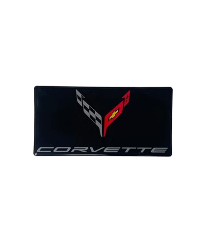 Image of SR1 USA C8 Corvette Sun Visor Label Cover Decal - Set of 2 Domed Emblem Interior Decals Accessories Gloss Black for 2020-2026 Chevrolet Corvettes Stingray, Z06, Z51, E-Ray