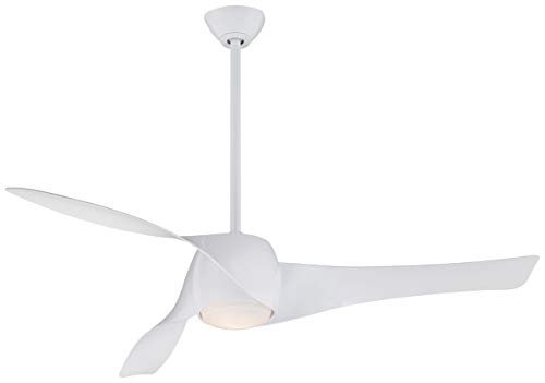 Minka-Aire F803-WH Downrod Mount, 3 White Blades Ceiling fan with 94 watts light, High Gloss White