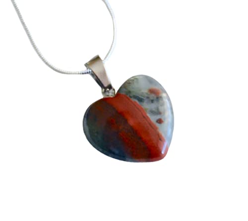 Bloodstone Heart Necklace - Heliotrope Stone - Bloodstone Crystal Choker - Silver Bloodstone - Chakra Healing Gift - Romantic Gift