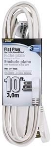 Powerzone OR930610 Flat Low Profile Extension Cord, 10 ft L, 3 Outlet, 16/3 AWG