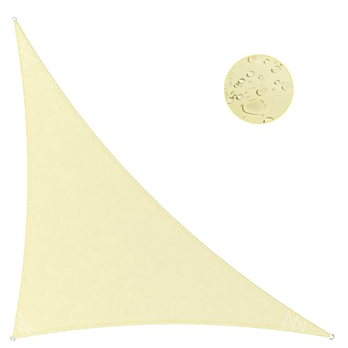 IOAOI Sonnensegel 3m x 4m x 5m Dreieck Rechtwinklig - Markise Mit 95% UV Schutz, Wasserdicht für Balkon, Garten und Terrasse (Hellgelb)