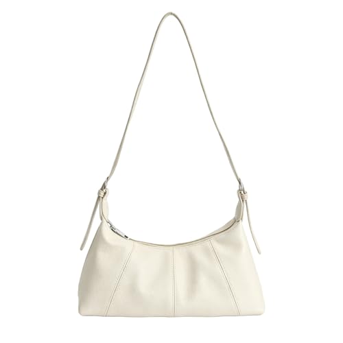 BWGHBH Borsa Baguette in Pelle PU da Donna, Tracolla Regolabile, per Lavoro, Tempo Libero e Appuntamenti (Bianco)