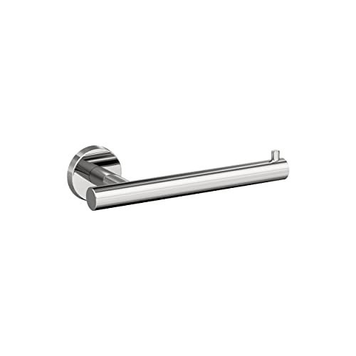 Image of Amerock Arrondi 7-1 /4 inch Polished Stainless Steel Toilet Paper Holder | Decorative bathroom hardware in durable Stainless Steel construction; mounting hardware included for easy installation