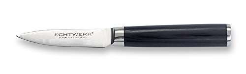 ECHTWERK Set di coltelli Damasco, 2 pezzi, coltello da cuoco/cucina, coltello Santoku/coltello tradizionale giapponese, acciaio damasco, tagliente liscio, manico ergonomico in legno Pakka