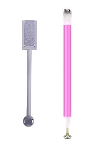 KIRA 1 Pieces Nail Magnet Stick Cat Eye Magnet Tool Double-Headed Flower Design Nail Art Magnet Pen Set Magnet Wand Strong Magnet Stick Dotting Pens for Home DIY, Salon, Studio For Women (Multicolor)-image-2
