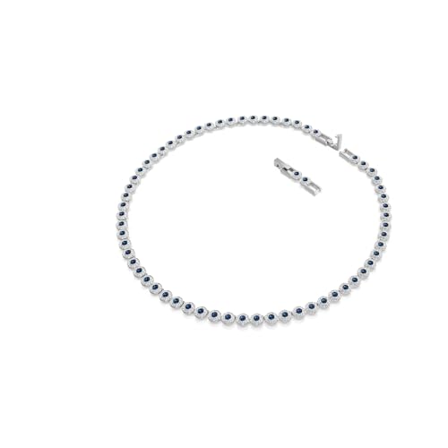 Swarovski Una Angelic Tennis necklace, Round cut, Blue, Rhodium plated2