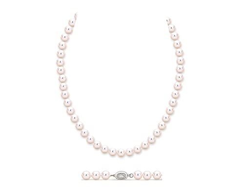 Pearl Strand Necklace for Women Men, Freshwater Cultured White Pearl Bead Choker/Long Necklaces Jewelry Gift for Mom Wife Bride, Size: 6-7mm/7-8mm/8-9mm/9-10mm/10-11mm