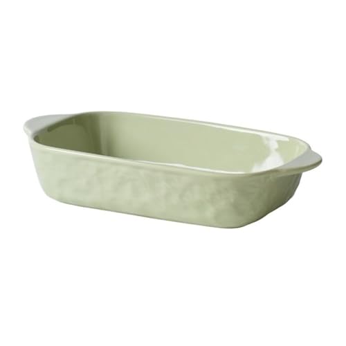 Platos para hornear de cerámica verde con doble asa y diseño rectangular colorido 2
