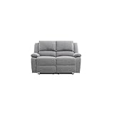 Repose pieds relevables LOUNGITUDE - DETENTE - Canapé de Relaxation 2 Places en Tissu - Gris Clair 9121ETGRC2