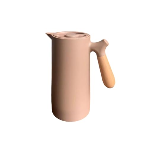 SRWE断熱卓上、真空断熱コーヒーポット、スタイリッシュ、大容量、開閉簡単、木製ハンドル、二重層、卓上 家庭用および商業用、保温または保冷、ガラスサーモスタット、 (ブラウン)