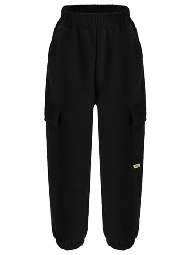 Thermal Fleece Lined Cargo Pants for Kids Girls Boys Thick Sweatpants with Pockets for Outdoor Casual Outerwear