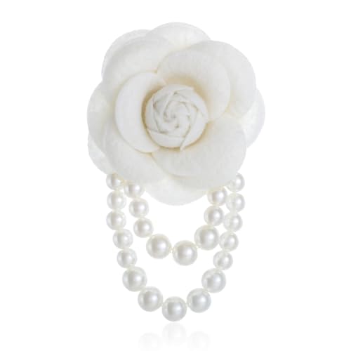 Vintage Camellia Pearl Tassel Brooches Bracelet Bohemian Pearl Safety Pins Bracelets Flower Hairpin Headpieces Shawl Pins Dainty Elegant Lapel Pin Wedding Party Dress Accessories for Women