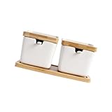 ABOOFAN 2juego Botes Especias Cerámicas Japonesas y Pimentero Con Tapa De Bambú Almacenamiento De Especias Para Cocina