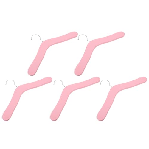 Toyvian 5 Piezas Perchas de Madera para Ropa de Niña Soporte Suave para Prendas de Recién Nacido y Organizador Seguro para Armario Infantil Rosa