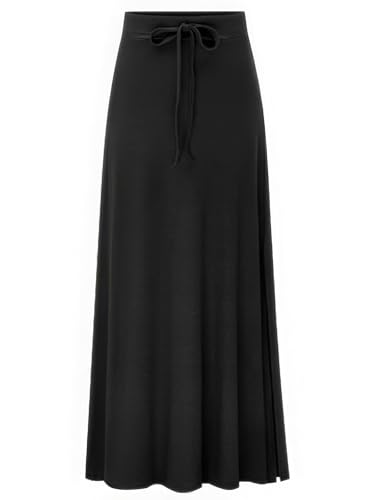 eBossy Women's High-Waist Stretch Rib Knit Long Skirt