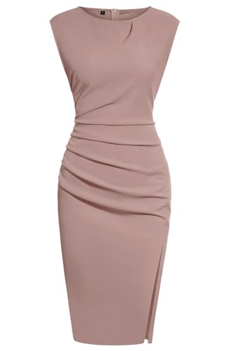 ihot Robe mariage femme sans manches midi fendue rose nu grande