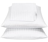 Standard Size Pillow Protector Zipper 2Pack 100% Cotton Sateen Stripe White Pillow Covers Oeko-TEX C