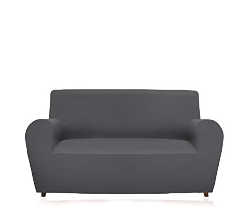 GEMITEX Magic 2 Seater Sofa Cover in Solid Fabric and Elastic Polyester COPRIDIVANO 2 POSTI CON SCHIENALE FINO A 180 CM grey