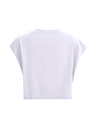 Hilinker Women Loose Fit Crew Neck Tops Cute Cap Sleeve Crop T Shirts Black West Large4