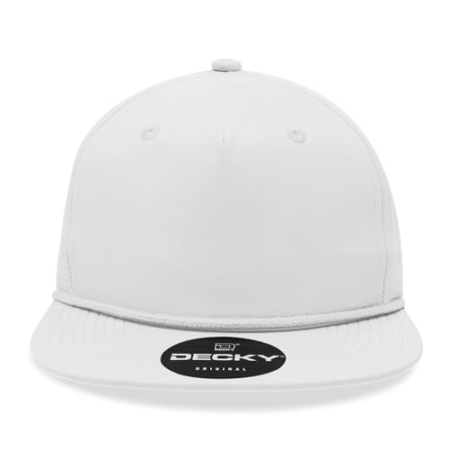 Casquette 5 panels blanche Decky haute qualité en toile de coton structurée