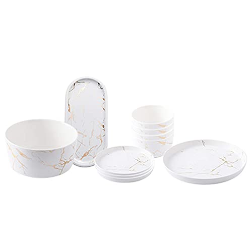 Juego de vajilla, Juego de vajilla de Porcelana, Juego de vajilla de mármol, Juego de Platos y Cuencos Aptos para microondas y Horno para la Familia, el Restaurante y la Fiesta