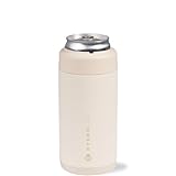 HydroJug Slim Can Cooler - 2-in-1 Insulated Can Cooler Cup - Stainless Steel Slim Can Holder with Non-Slip Rubber Base - Screw-Top Lid - Dishwasher Safe - 12oz, Cream