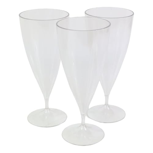 Image of Plastic Milkshake Glass Set - Transparent Elegant Stem for Dessert, Smoothie, Falooda, Mocktail & Juice - Lightweight Serving Cups for Party, Cafe, Kitchen & Restaurant Use (230ML) (6 Pcs)