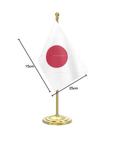 Image of The Flag Company Gold Acrylic Pole with Round Base | Desk Flag for Office, Reception & Home Decor (Japan)