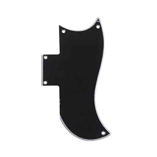 Musiclily Pro 5 Trous Small Half Face Guitare Pickguard Plaque de Protection pour Gibson américain SG, 3plis Noir - Les Beatles, Paul McCartney, John Lennon, RIngo Starr, George Harrison Musiclily Pro 5 Trous Small Half Face Guitare Pickguard Plaque de Protection pour Gibson américain SG, 3plis Noir