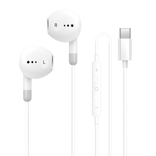 ASENTER USB C Headphones Earphones Earbuds Wired Noise Isolating with Built-in Microphon Volume Control HiFi Stereo In-Ear Plug in Headset Compatible with iPhone 15/16 Pro Max/16 Plus/S23/S24