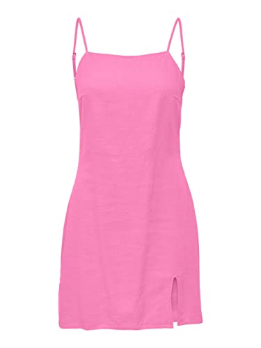 ONLY Leinenkleid kurz Spaghetti-Träger (as3, Alpha, m, Regular, Regular, Fuchsia Pink)