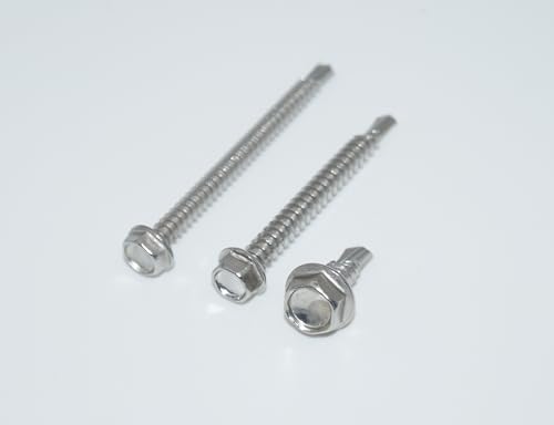Drilling Screws 6.3 x 80 Pack of 25 Hexagonal Head with Flange, Form K, Key Screws, Stainless Steel A2 / V2A - Image 3